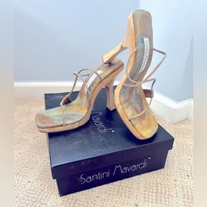 EUC Santini Mavardi 🌟Hand Carved Wooden Platform Heels 🌟 Size 8